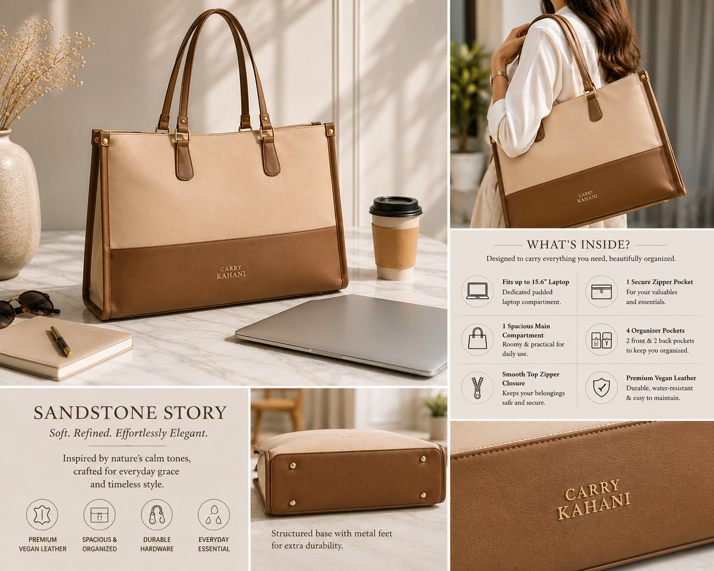 Sandstone Story Laptop Tote